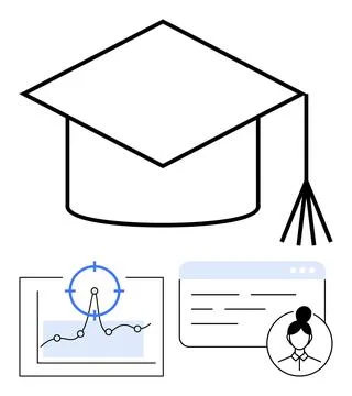 Education and Skill Development with Data Analysis and Online Learning Stock Illustration