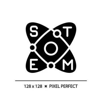 Education and STEM pixel perfect black glyph icon Illustrazione stock