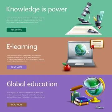 Education and study banners set Stockillustratie
