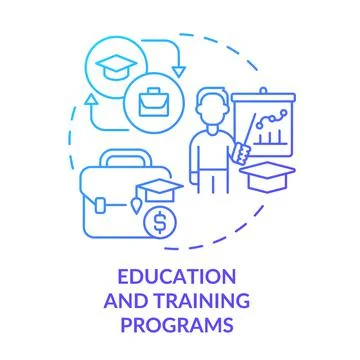Education and training programs blue gradient concept icon Stock Illustration