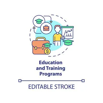 Education and training programs concept icon Stock Illustration