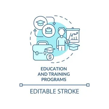 Education and training programs turquoise concept icon Stock Illustration