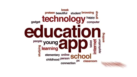 Education app animated word cloud, text design animation. Stock Footage 80620643