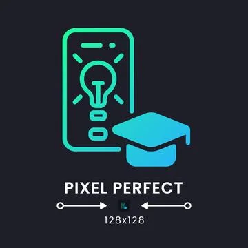 Education app blue solid gradient desktop icon on black Stock Illustration