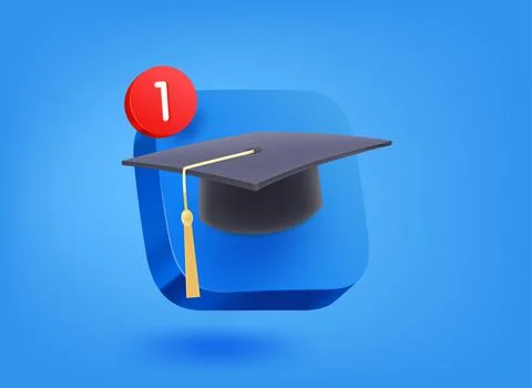 Education app concept. 3d vector mobile application icon with notification Иллюстрация