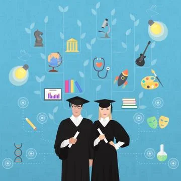 Education bachelor magister knowledge tree concept. Tree of talents, knowledge Stock Illustration