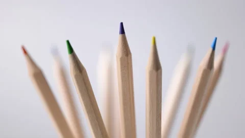Education back to school concept with pencils in pencil case on gray background Stock Footage 166103649