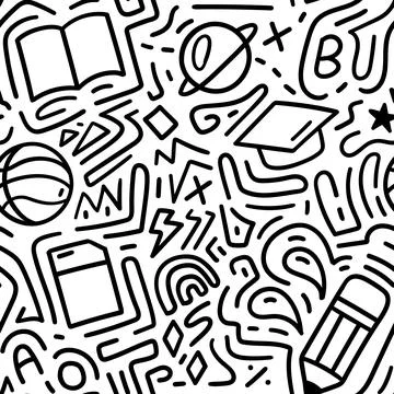 Education, back to school doodle pattern seamless. Vector illustration Stock Illustration