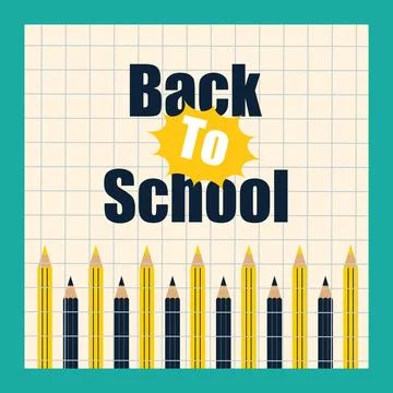 Education Back to School Posters with School Supplies Vector Illustration. Illustrazione stock