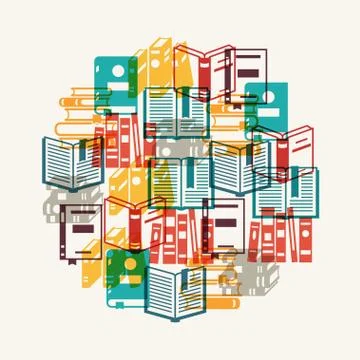 Education background with books in flat design style Stock Illustration