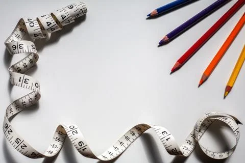 Education Background Pencil Colour Tape Measure Stock Photos