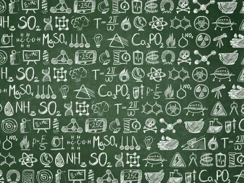 Education background: School Board with  Hand Drawn Science Icons Stock Illustration