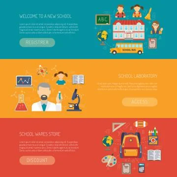 Education Banner Horizontal Stock Illustration