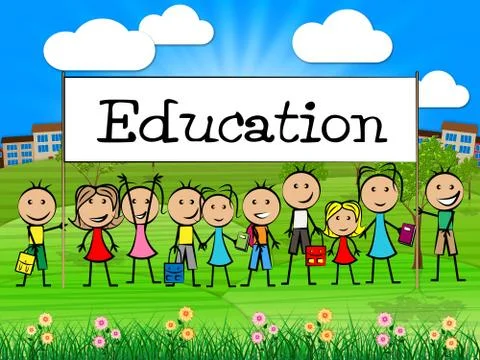 Education banner meaning learned develop and toddlers Illustrazione stock