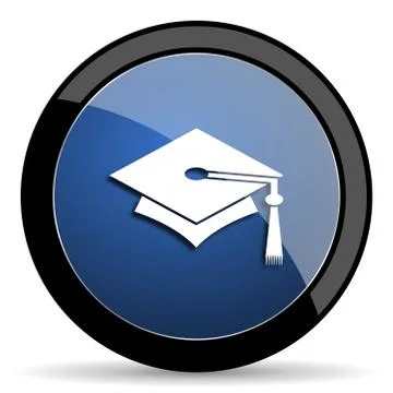 Education blue circle glossy web icon on white background, round button for i Stock Illustration