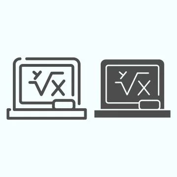Education Board line and solid icon. Board with math formula vector illustration Stock Illustration