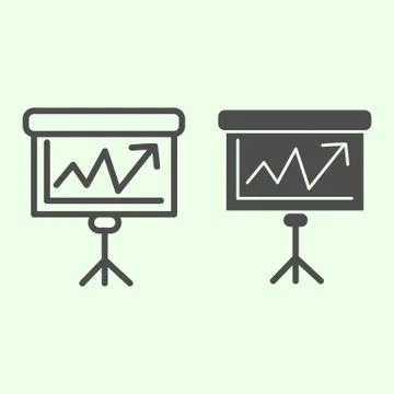 Education board line and solid icon. Presentation desk with diagram outline Illustrazione stock