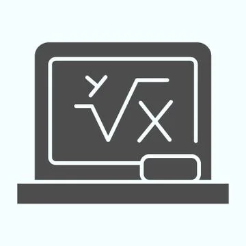 Education Board solid icon. Board with math formula vector illustration isolated Stock Illustration