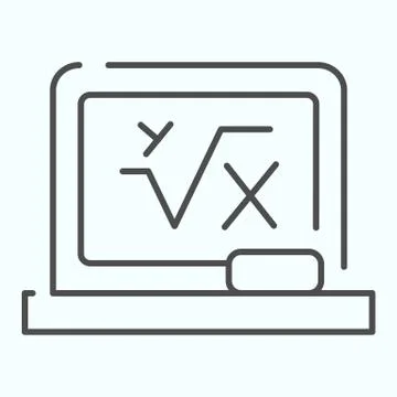 Education Board thin line icon. Board with math formula vector illustration Stock Illustration