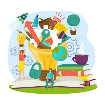 Education, book is knowledge and effective modern study concept, vector Stock Illustration