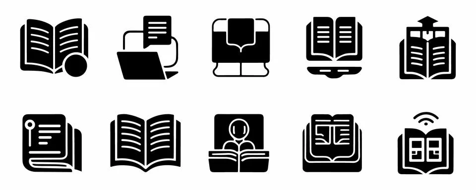 Education book learning library study knowledge icon collection 스톡 일러스트