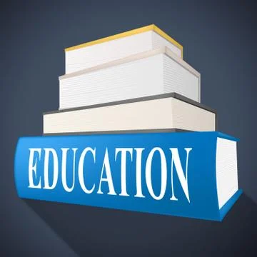 Education book showing develop schooling and fiction Illustrazione stock