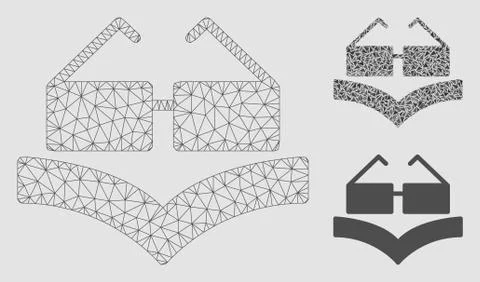 Education Book Vector Mesh Wire Frame Model and Triangle Mosaic Icon Stock Illustration