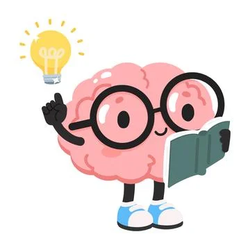 Education brain character reading book with idea lightbulb for creative lea.. イラスト素材