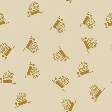 Education brain glyph vector seamless pattern Stock Illustration