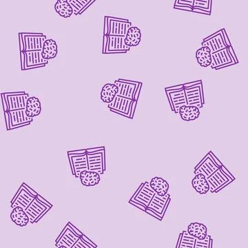 Education brain line seamless pattern Stock Illustration