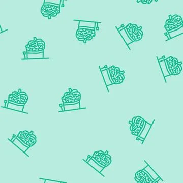 Education brain line vector seamless pattern Stock Illustration