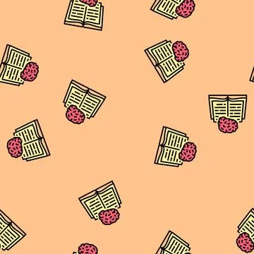 Education brain vector seamless pattern イラスト素材
