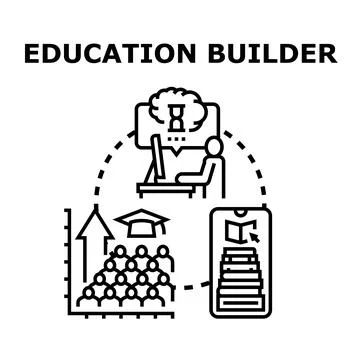 Education builder concept developing knowledge and skills Illustrazione stock