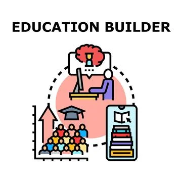 Education builder concept developing knowledge and skills Stock Illustration
