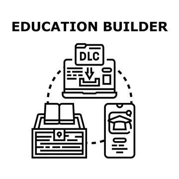 Education builder creating online learning content Stockillustratie