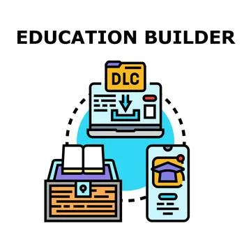 Education builder creating online learning content Stockillustratie
