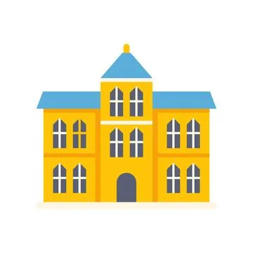 Education building flat design icon school university architecture Ilustración de archivo