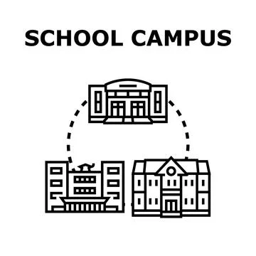 Education campus buildings forming learning environment concept Stock Illustration