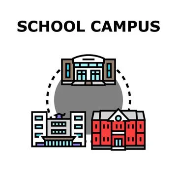 Education campus buildings forming learning environment concept Stock Illustration