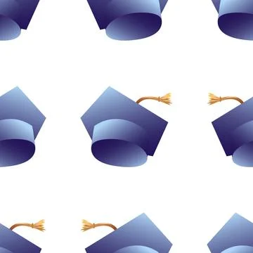 Education cap seamless pattern. Class of handwritten typography. Education Stock Illustration