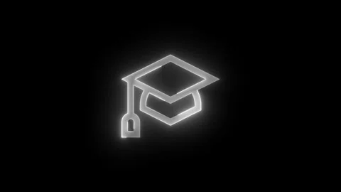 Education cap stroke icon glowing neon white color animation Stock Footage 279012182