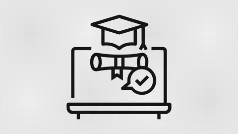 Education Certificate and Graduation Cap Outline Animation Stock Footage 337650955