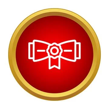 Education certificate scroll line icon red circle Stockillustratie
