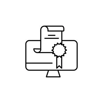Education certificate tutorial icon. Simple line, outline vector of e-learning Stock Illustration