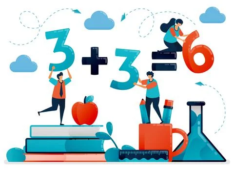 Education for children. Mathematic lesson to count and number. Kids learning  Illustrazione stock