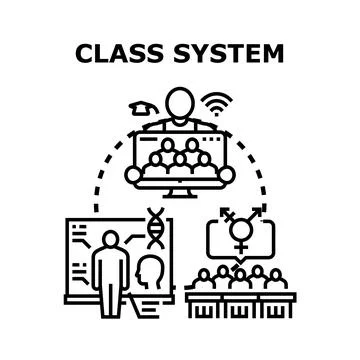 Education class system and virtual learning concept Stock Illustration