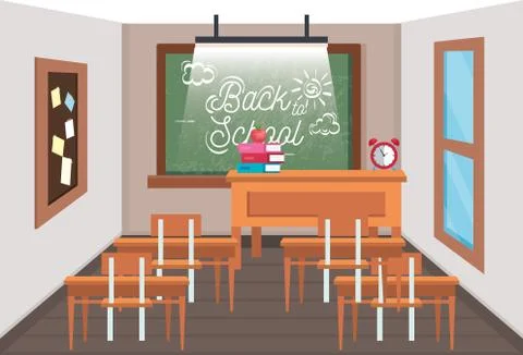 Education classroom with blackboard and note board Stock Illustration