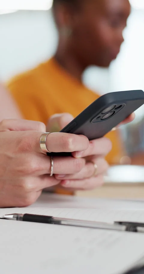 Education, college student or hands typing with phone for research, course Stock Footage 321450539