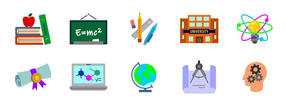 Education colored icon set. School, university and learning symbols collect.. Stock Illustration