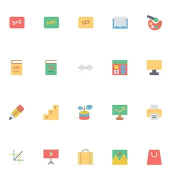 Education Colored Icons Pack Stock Illustration